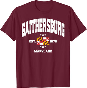 Athletic Gaithersburg Maryland MD Retro Throwback Souvenir T-Shirt - T-Shirt | Maroon