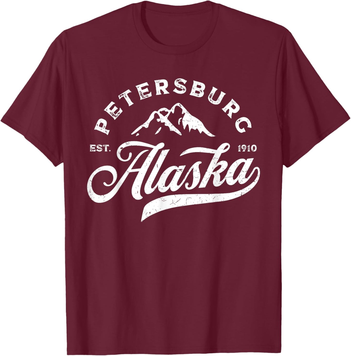 Petersburg Alaska AK Vintage Mountains Vacation Souvenir T-Shirt - T-Shirt | Maroon