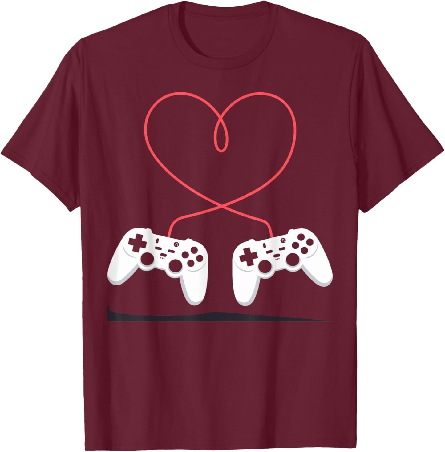 Gaming Heart Valentines Day and Kids T-Shirt - T-Shirt | Maroon