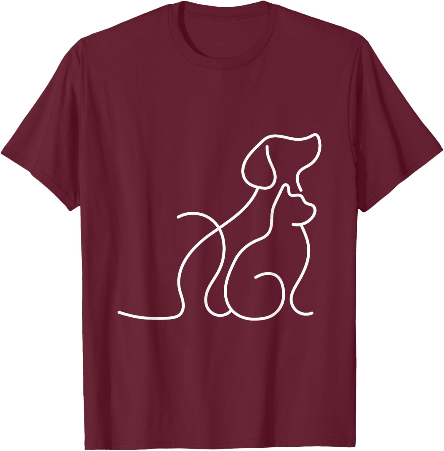 Dog Puppy and Baby Cat Heart - Animal Dog & Cat Heart T-Shirt - T-Shirt | Maroon