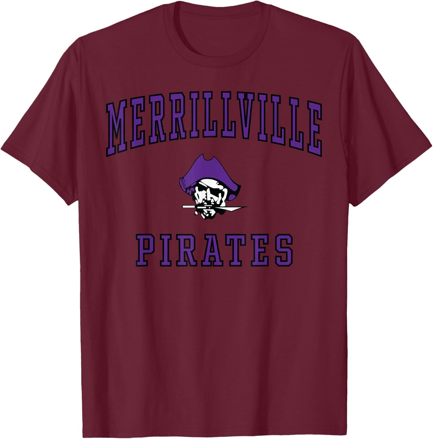 Merrillville High School Pirates C1 T-Shirt - T-Shirt | Maroon