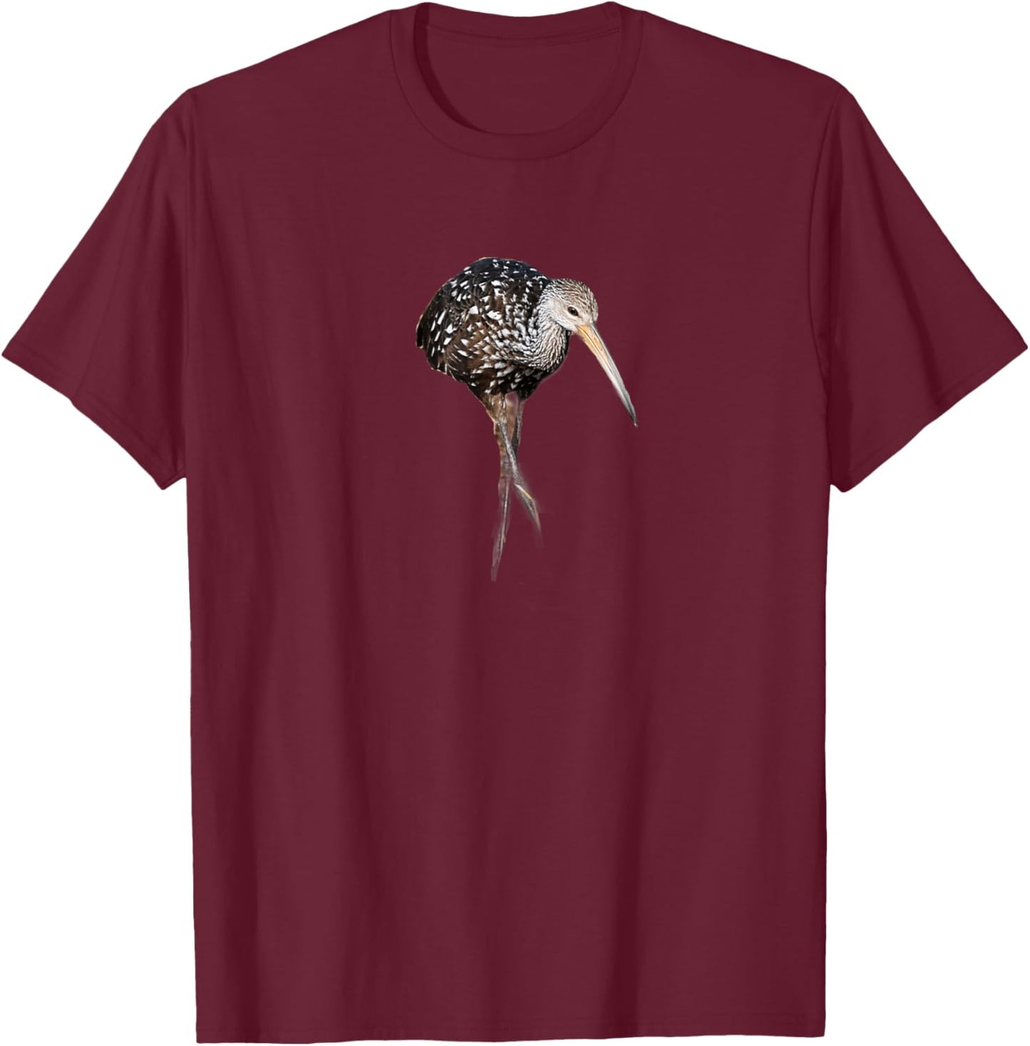 Limpkin Shorebird Art Illustration T-Shirt - T-Shirt | Maroon