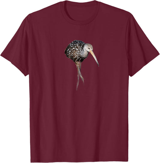 Limpkin Shorebird Art Illustration T-Shirt - T-Shirt | Maroon