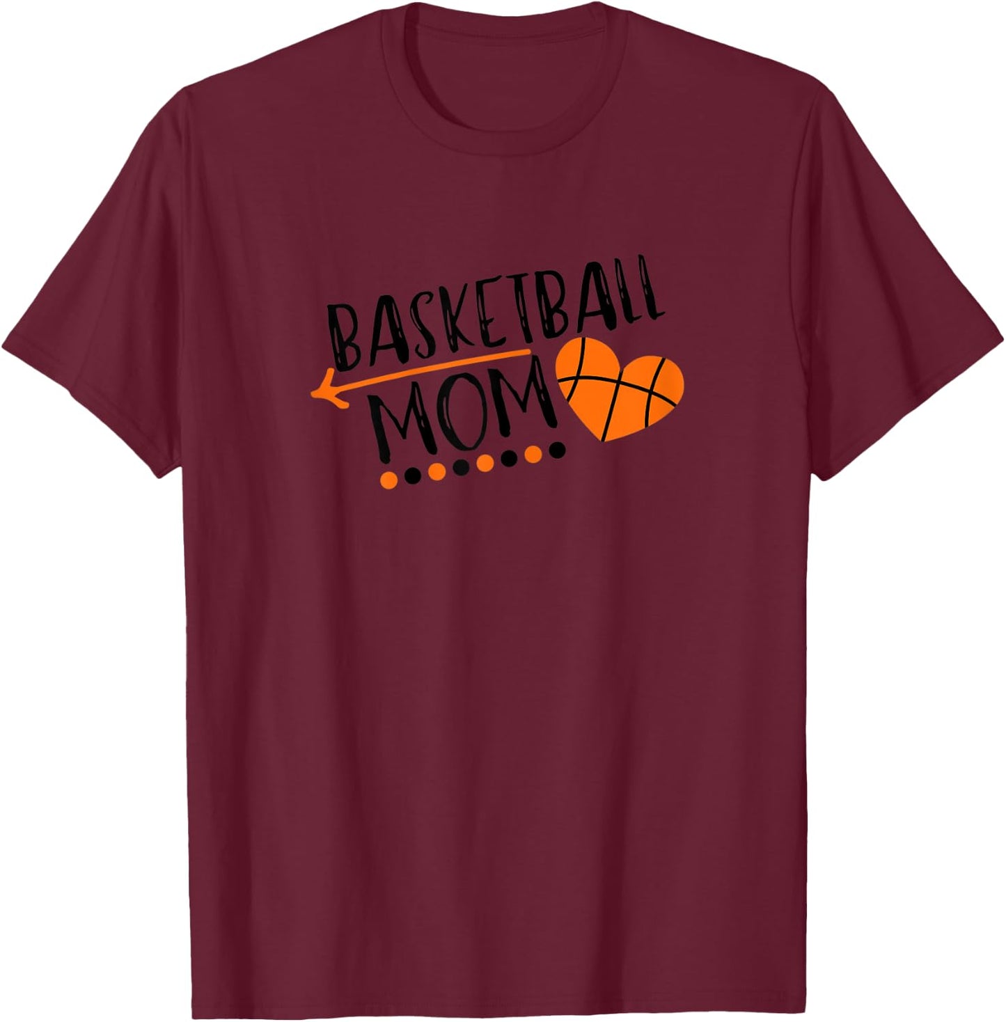 Cute Bball Heart Design Gift Basketball Mom T-Shirt - T-Shirt | Maroon