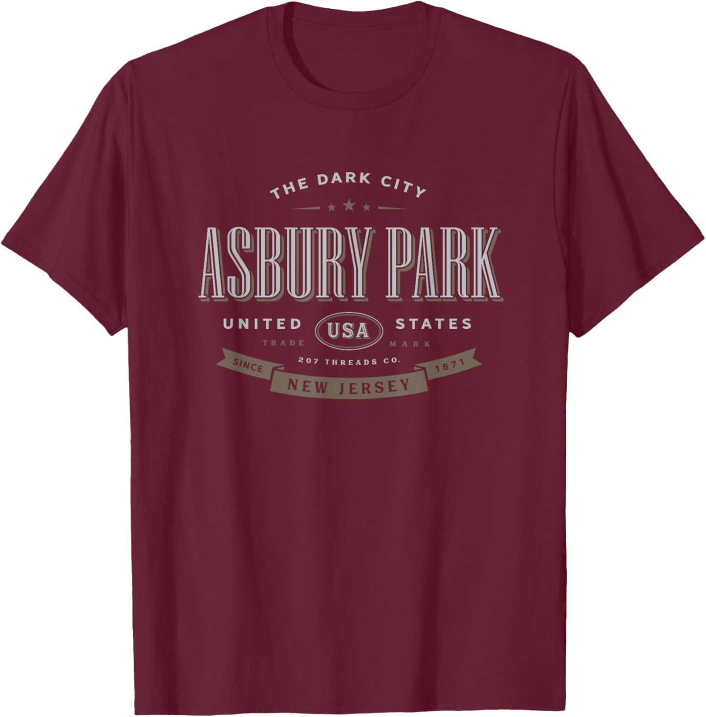 Asbury Park NJ New Jersey Vacation Souvenir T-Shirt - T-Shirt | Maroon