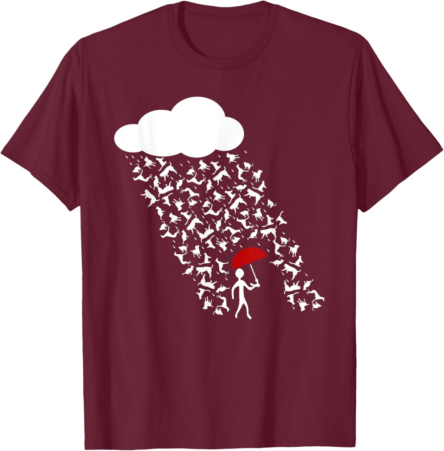 It's Raining Cats and Dogs | Cute Funny Canine Feline Lover Women Girls Kids T-Shirt - T-Shirt | Maroon