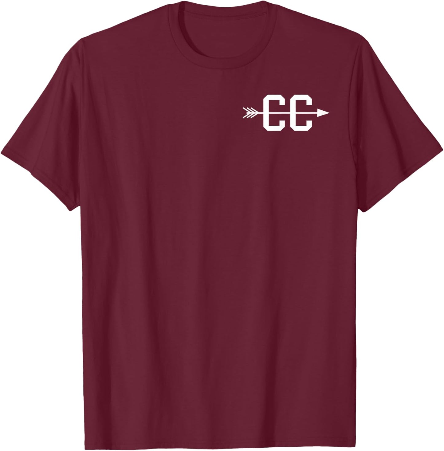 Cross Country CC Arrow Logo Graphic Symbol T-Shirt - T-Shirt | Maroon