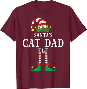 Santa's Cat Dad Christmas Family Pajama T-Shirt - T-Shirt | Maroon