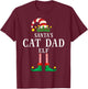 Santa's Cat Dad Christmas Family Pajama T-Shirt - T-Shirt | Maroon