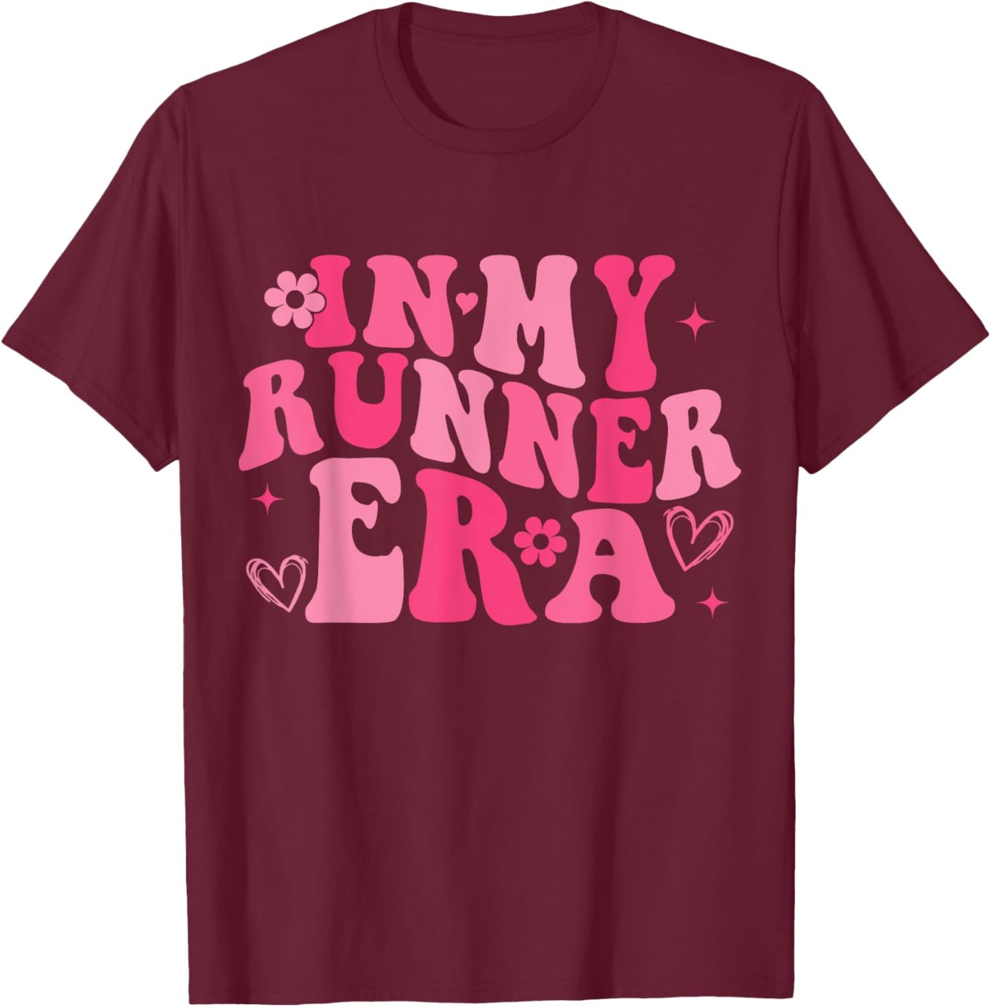In My Runner Era Funny Running Marathon Groovy Running Mom T-Shirt - T-Shirt | Maroon