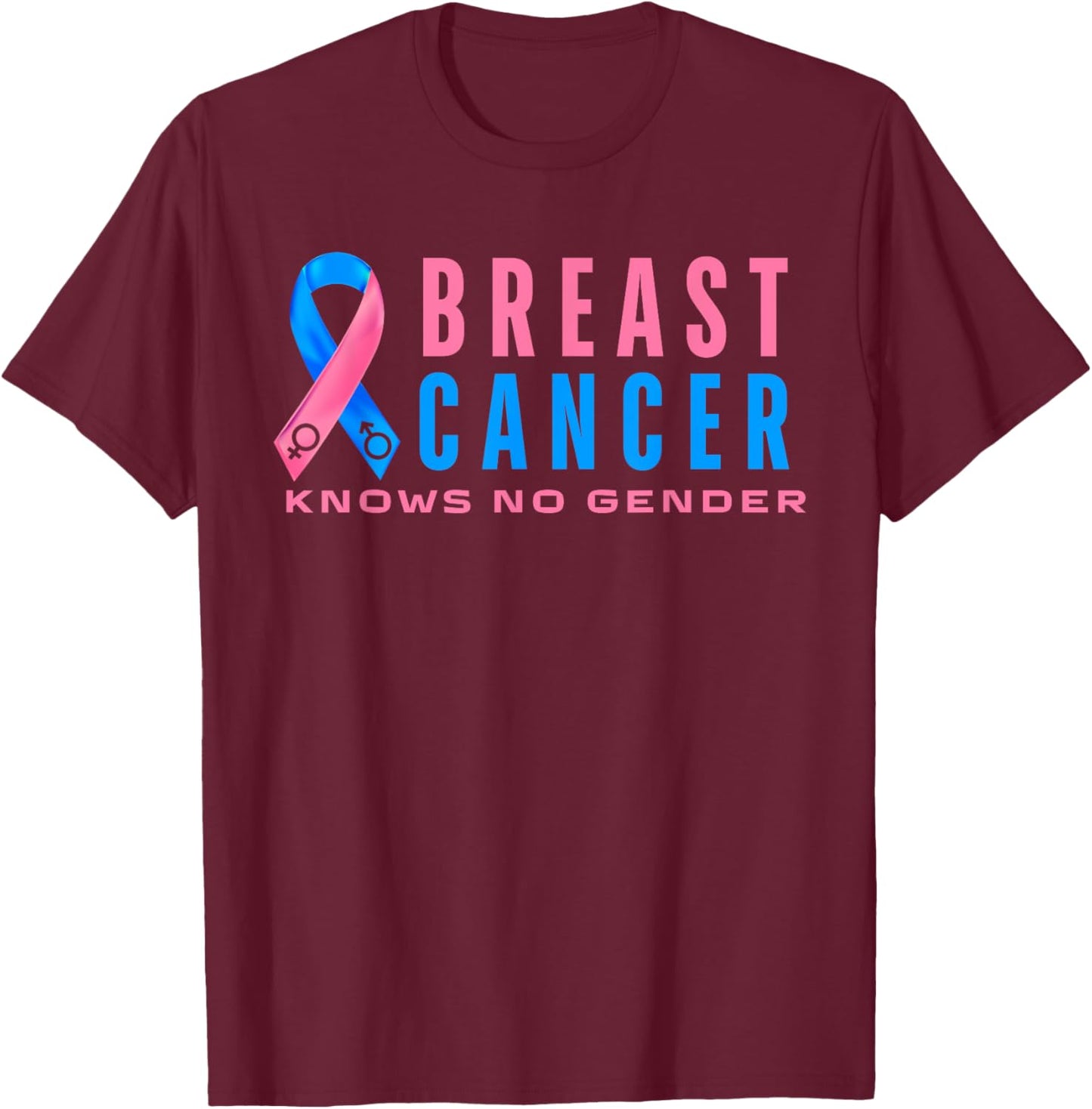 Breast Cancer Men Awareness Pink Blue Male Breast Cancer T-Shirt - T-Shirt | Maroon