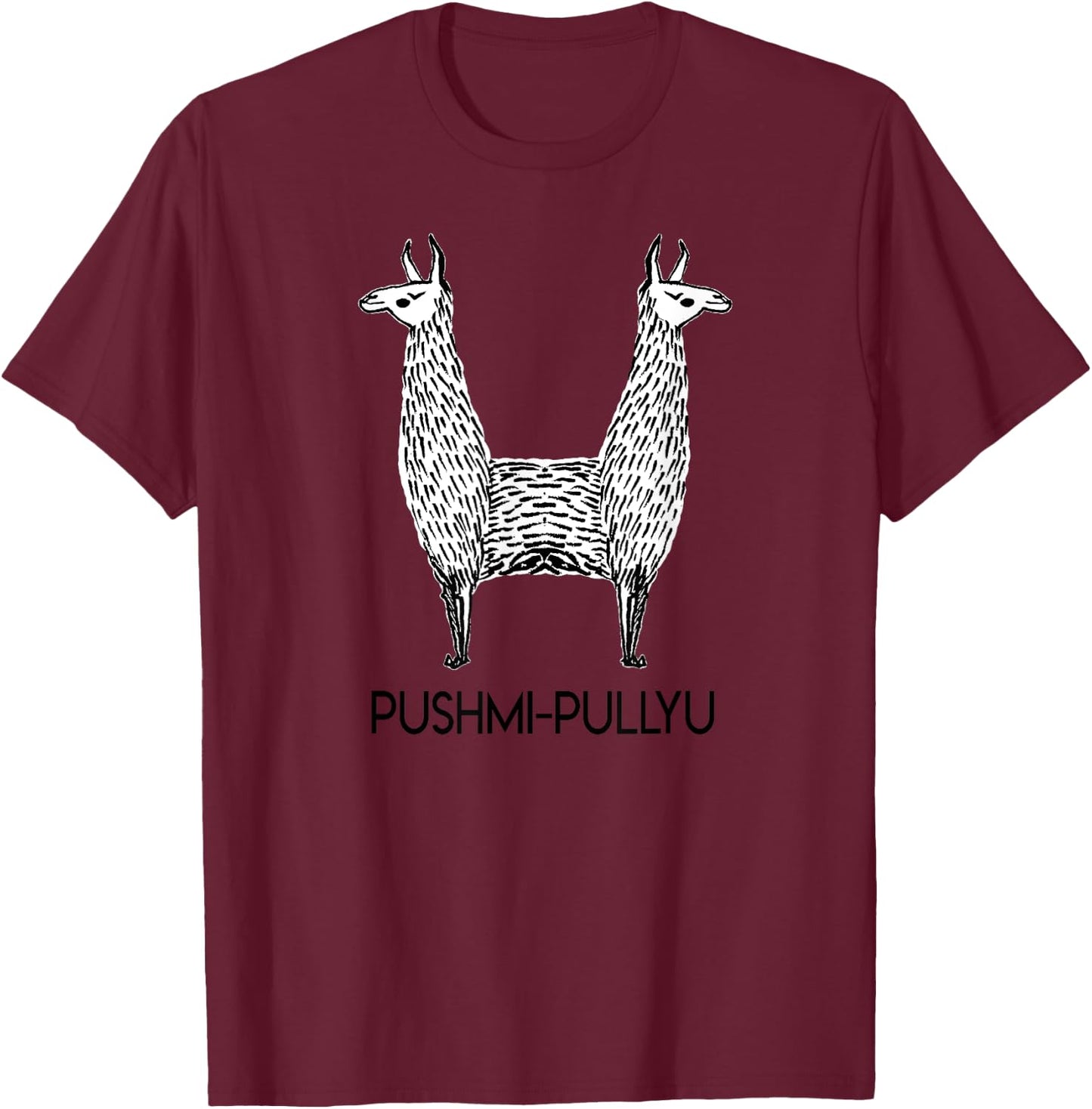 Funny Alpaca Llama Style , Pushmi-Pullyu Yoga T-Shirt - T-Shirt | Maroon