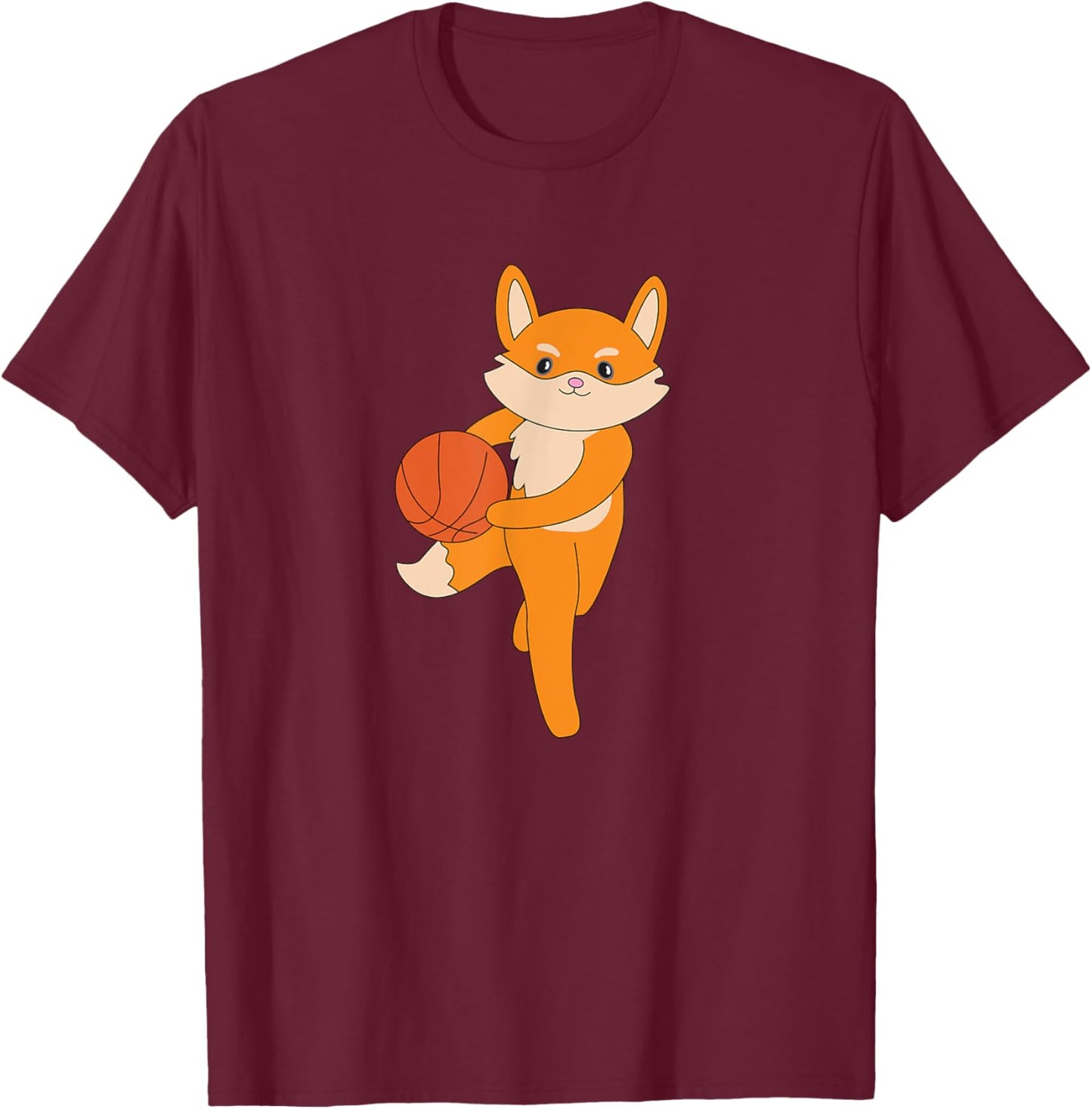 Fox Playing Basketball Wildlife Basketball Player T-Shirt - T-Shirt | Maroon