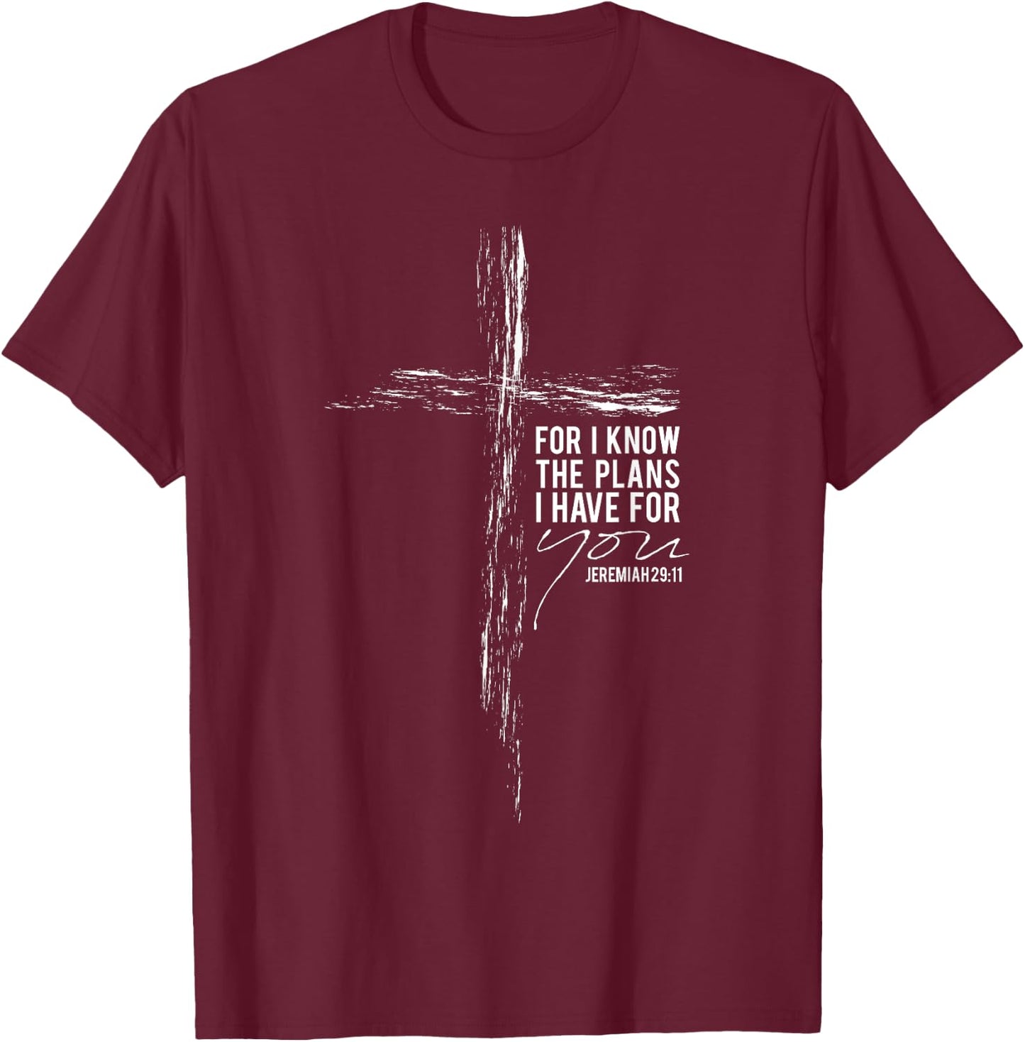 Jeremiah 29:11 Christian Cross Gifts Men Women Wife Husband T-Shirt - T-Shirt | Maroon