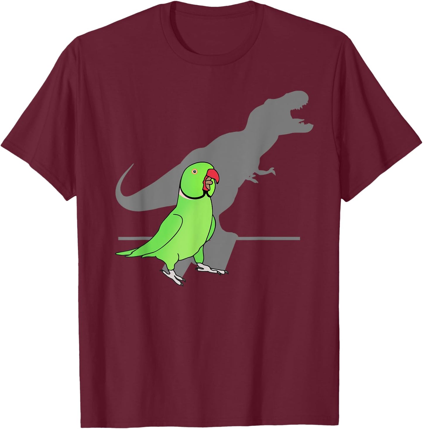 T-rex Green Indian ringneck, Pet Birb memes Screaming Parrot T-Shirt - T-Shirt | Maroon