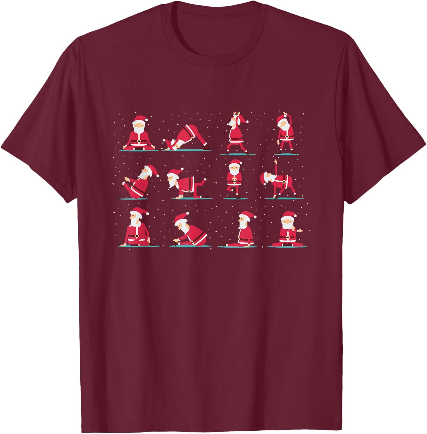 Merry Christmas Yoga Santa Practice Yoga Xmas Meditation T-Shirt - T-Shirt | Maroon