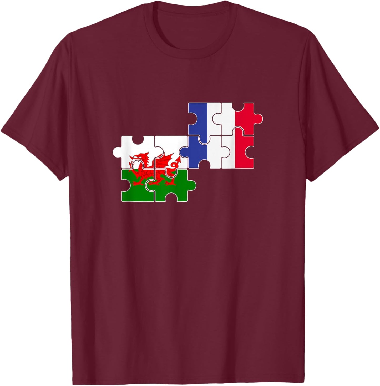 Wales France Flag , Black, S T-Shirt - T-Shirt | Maroon