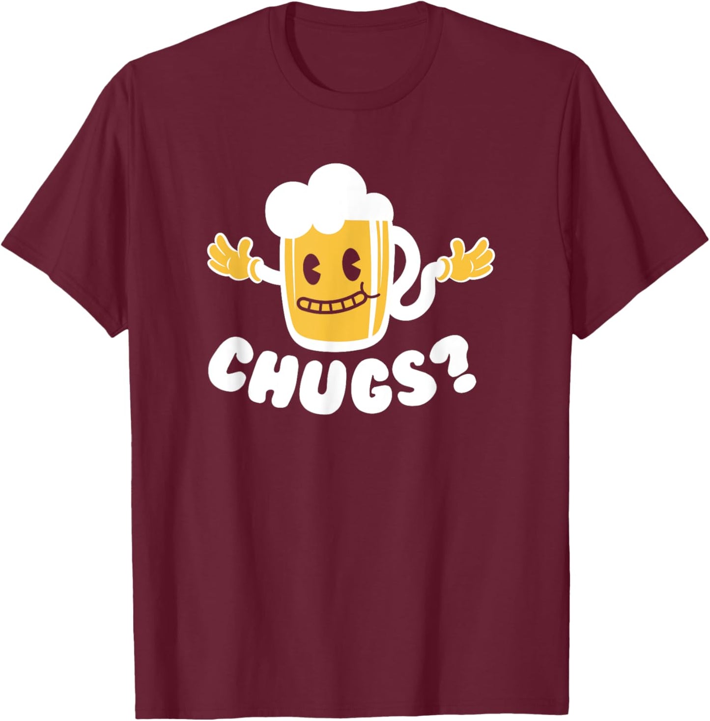 Chugs Cartoon Beer Hugs Funny Drinking Beer Lover T-Shirt - T-Shirt | Maroon