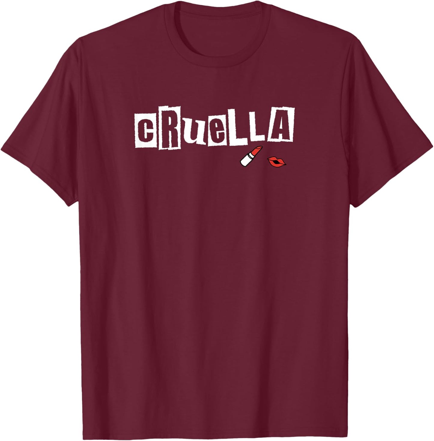 Disney Cruella Lipstick Logo T-Shirt - T-Shirt | Maroon