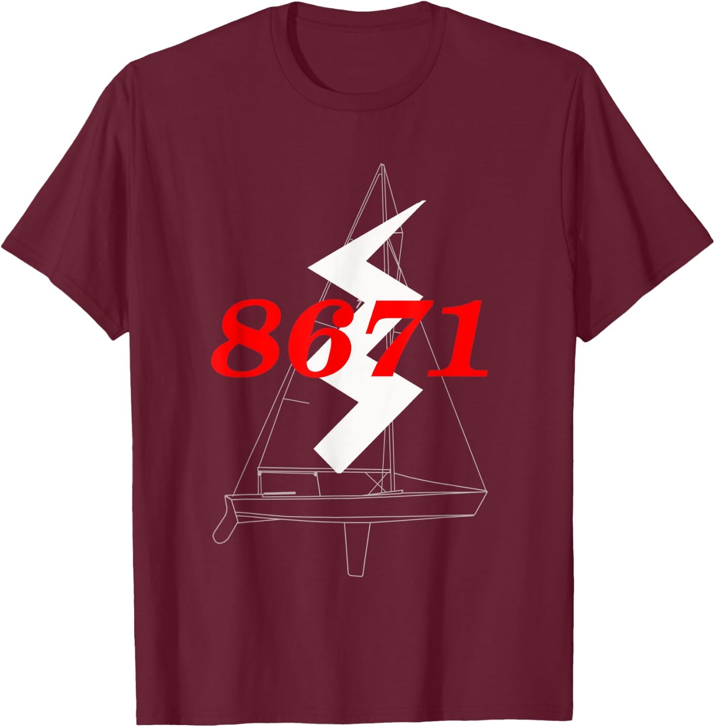 Classic Woody Lightning Sailboat #8671 T-Shirt - T-Shirt | Maroon