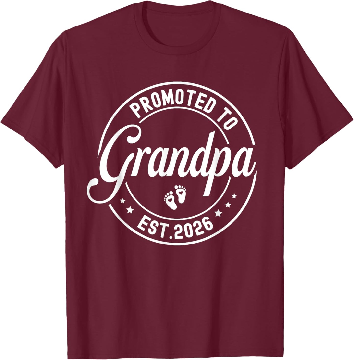 Promoted to Grandpa est. 2026 Grandparents Baby Announcement T-Shirt - T-Shirt | Maroon