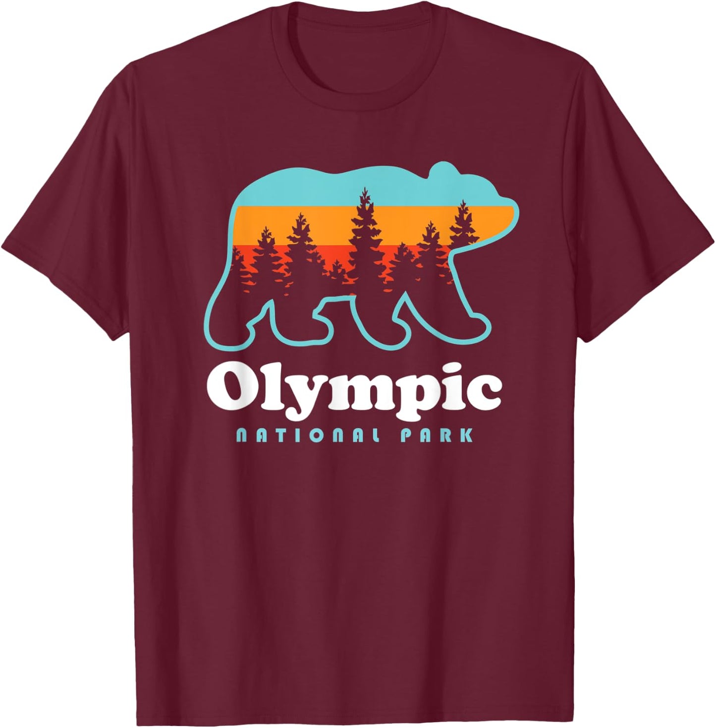 Olympic National Park Bear - Olympic National Park T-Shirt - T-Shirt | Maroon