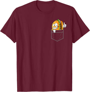 Cool Hamburger Women Kids Pocket Burger Cheeseburger T-Shirt - T-Shirt | Maroon