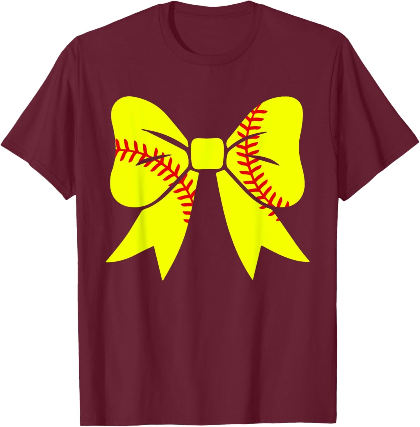 Softball Coquette Aesthetic Bow Sport Season Mother's Day T-Shirt - T-Shirt | Maroon