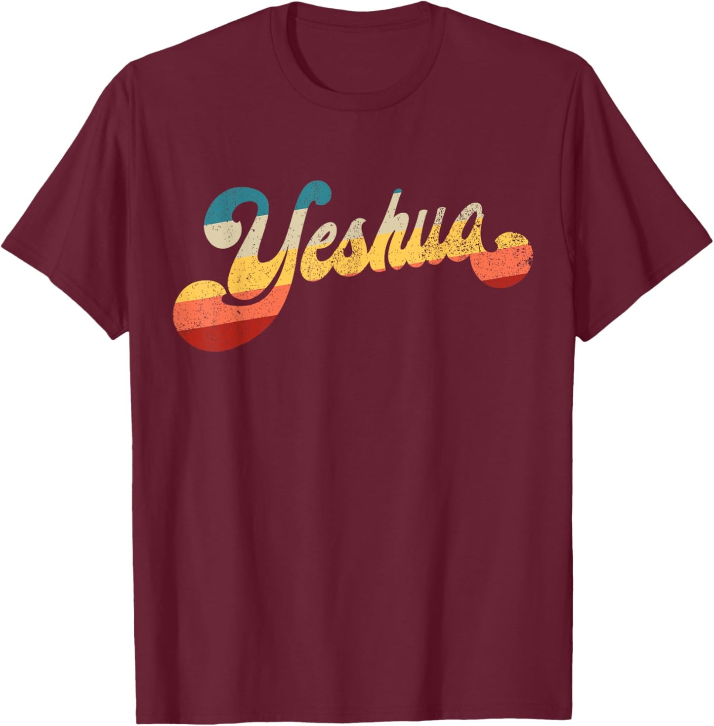 Yeshua Jesus in Hebrew Christian Faith Peace Retro Yeshua T-Shirt - T-Shirt | Maroon