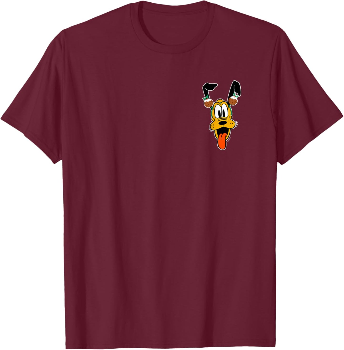 Disney Pluto Christmas Pudding Holiday Headband Corner Art T-Shirt - T-Shirt | Maroon
