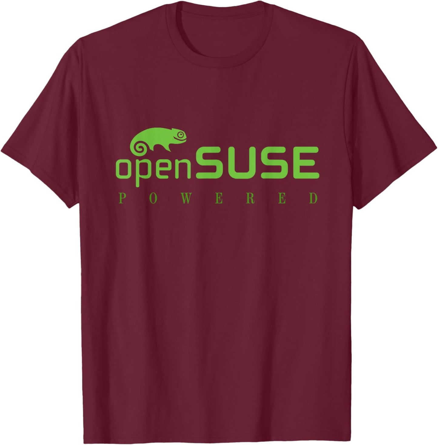 Powered by Linux openSUSE tagline & Logo Open Source Os T-Shirt - T-Shirt | Maroon