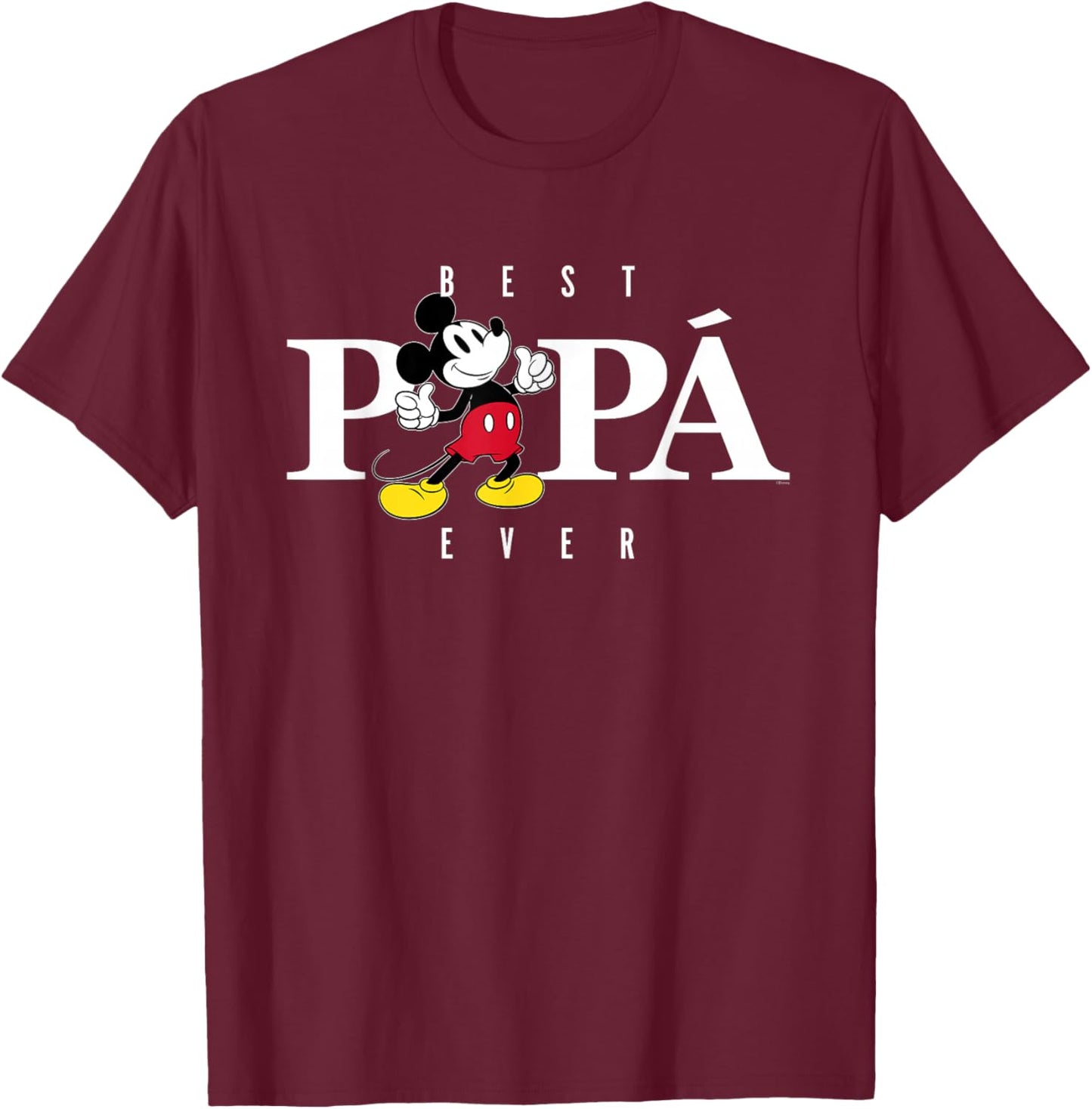 Disney Mickey Mouse Thumbs Up Best Papá Ever Día del Padre T-Shirt - T-Shirt | Maroon