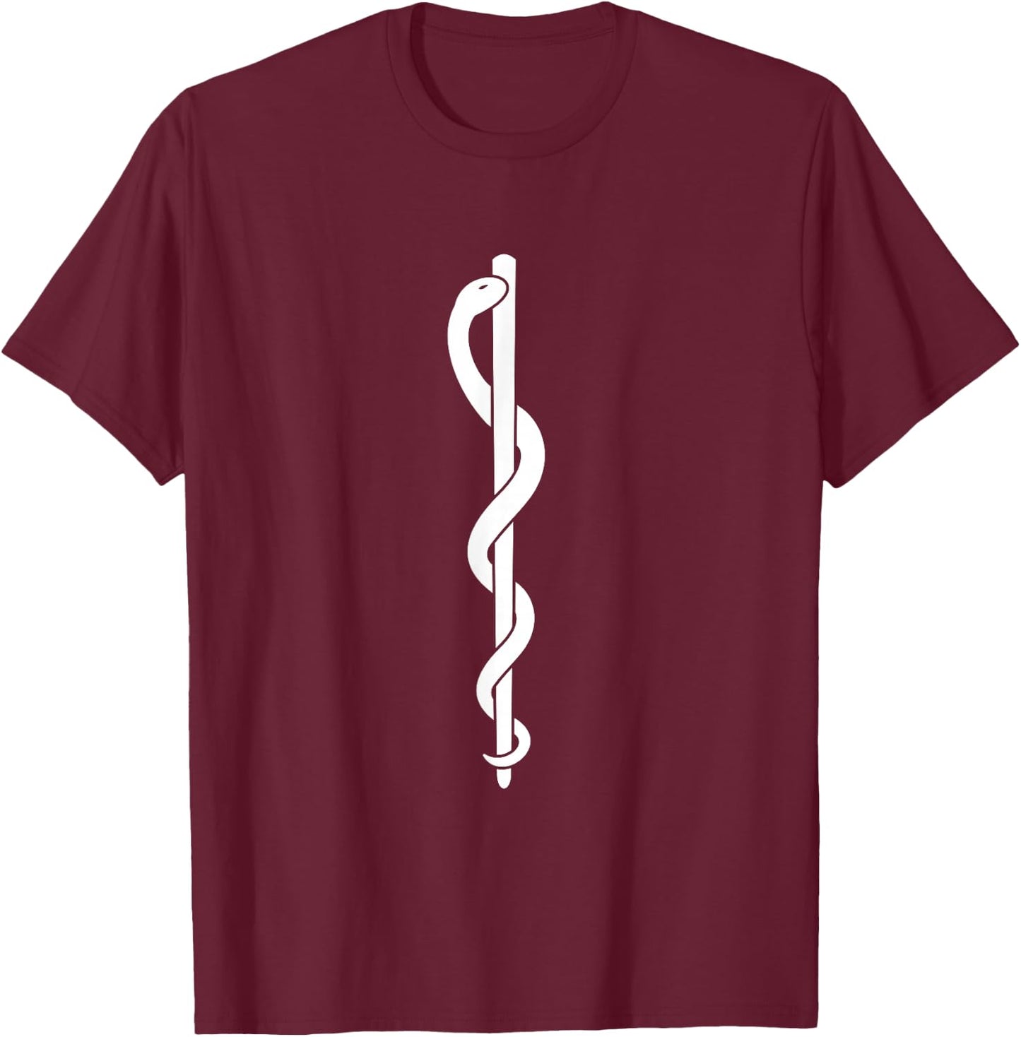 Rod of Asclepius - Medicine Symbol T-Shirt - T-Shirt | Maroon