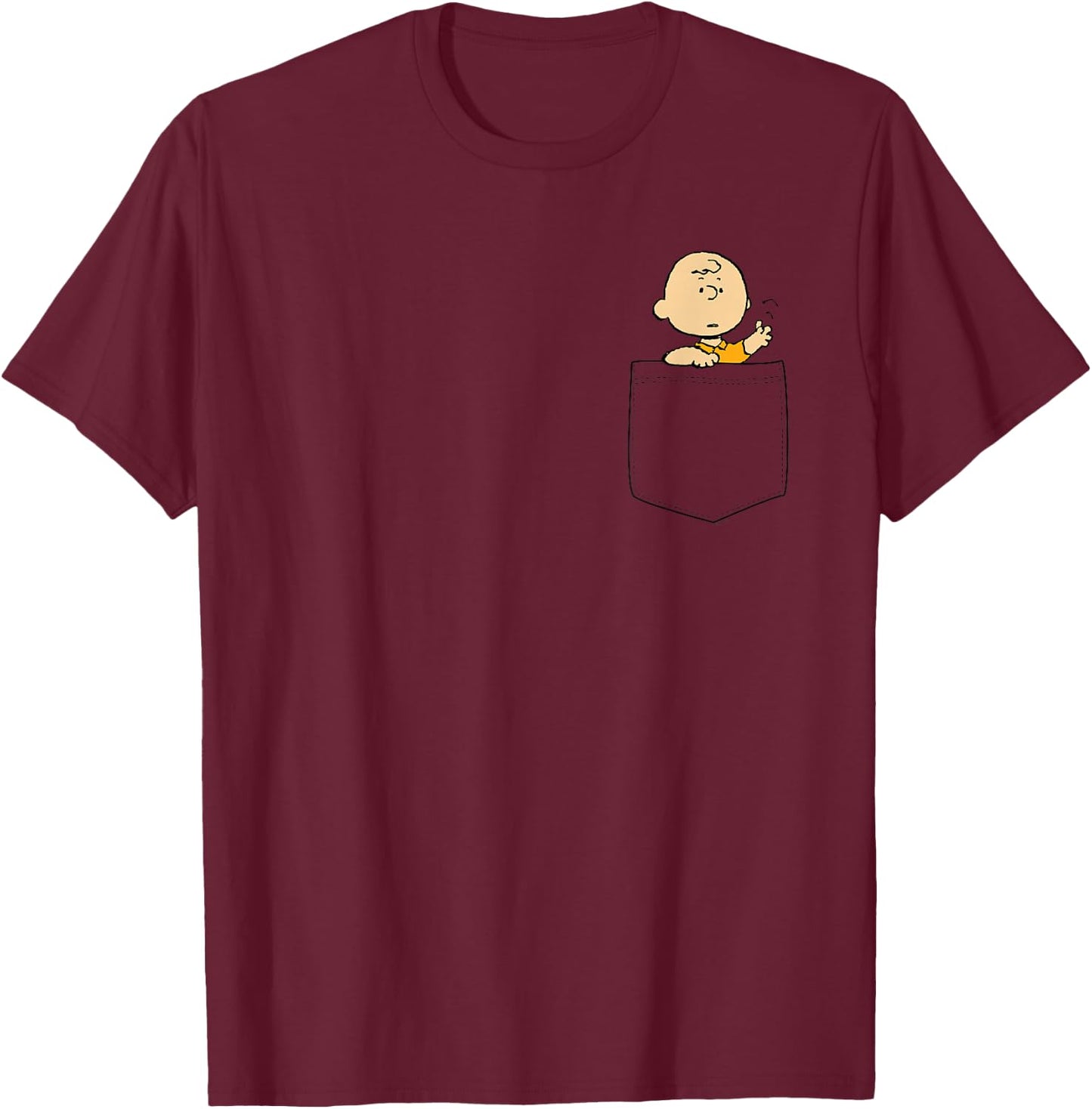 Peanuts Charlie Faux Pocket Small T-Shirt - T-Shirt | Maroon