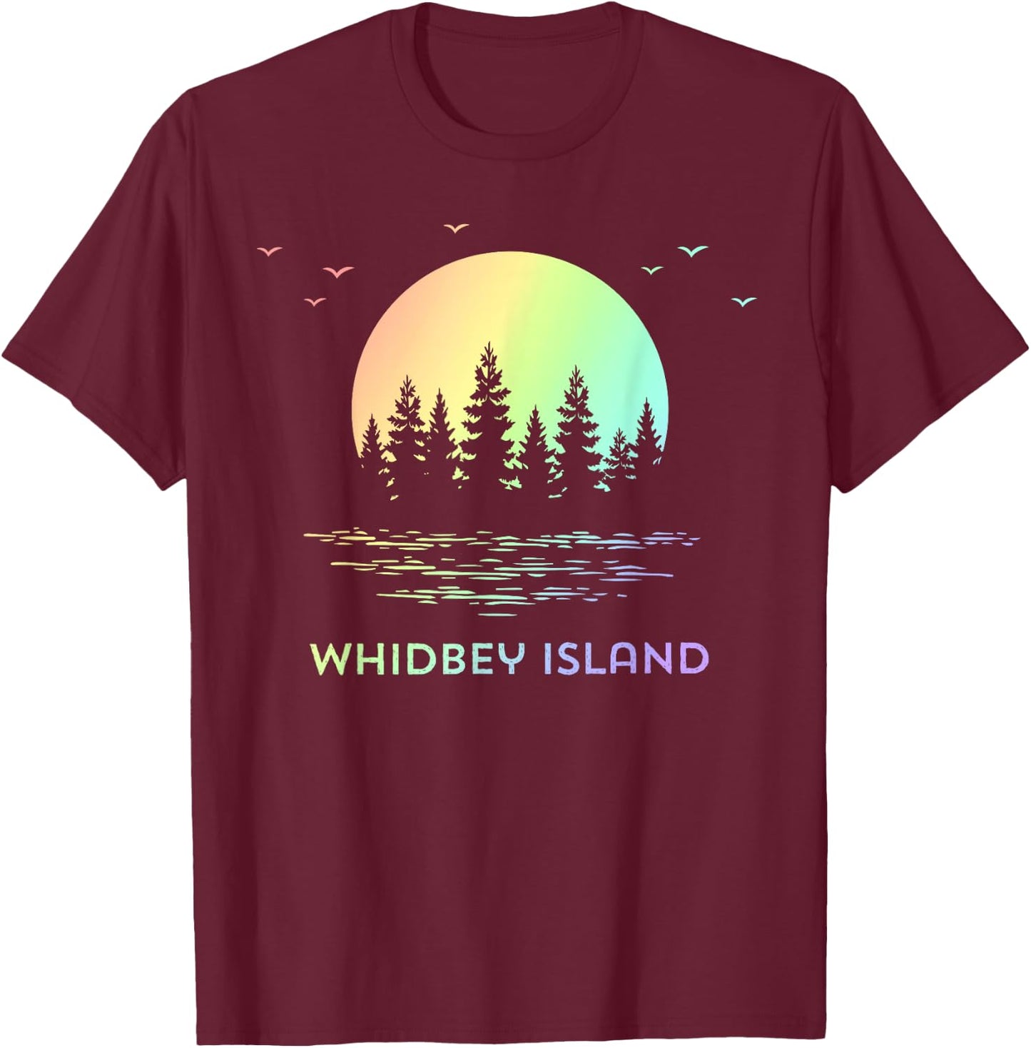 Whidbey Island Washington Sunset Design Nature T-Shirt - T-Shirt | Maroon