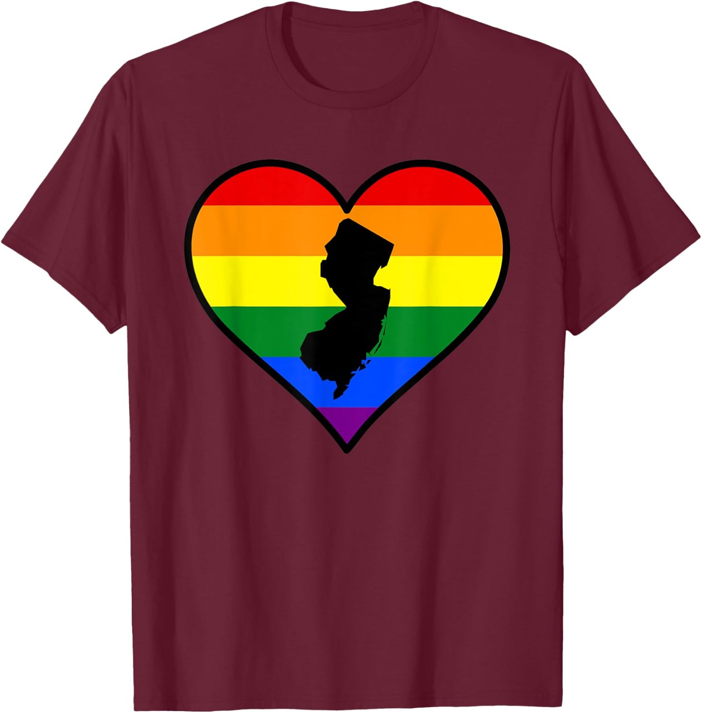 New Jersey Gay Pride Heart T-Shirt - T-Shirt | Maroon
