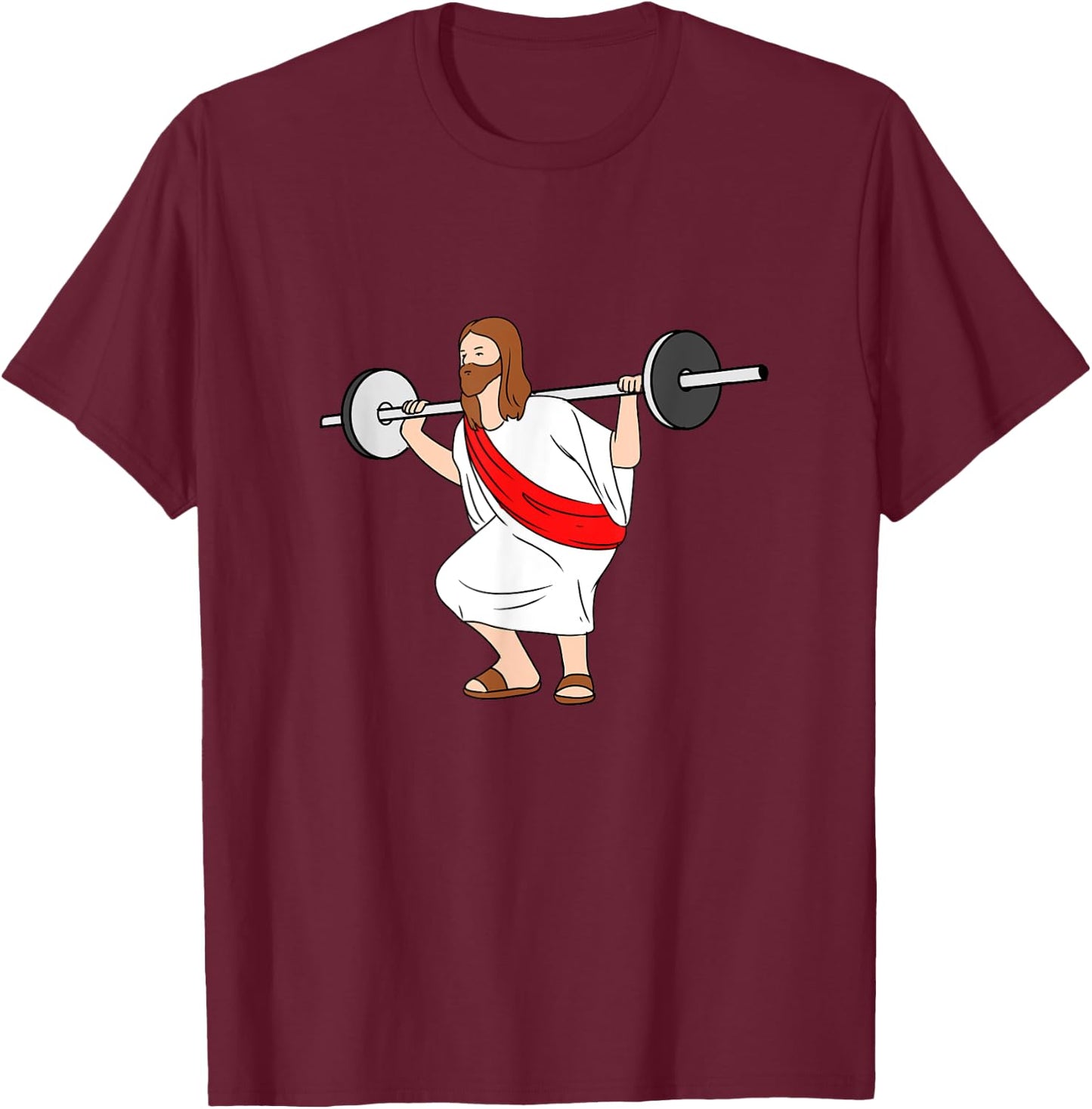Jesus Doing Squats Jesus Gym T-Shirt - T-Shirt | Maroon