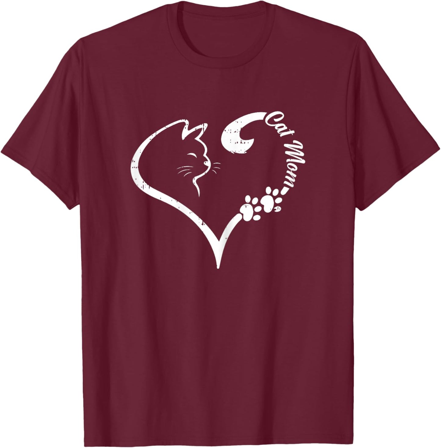 Cat Mom Mothers Day Kitten Lover Mama Mommy Wife Women T-Shirt - T-Shirt | Maroon