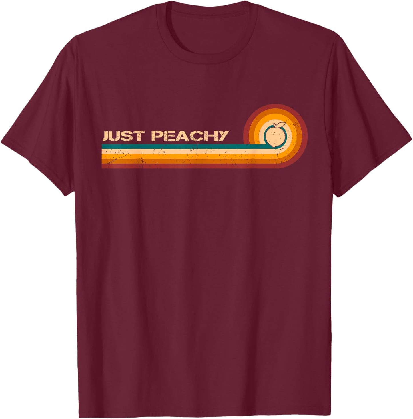 Sarcastic Shirt Retro Stripes Just Peachy Georgia Peaches T-Shirt - T-Shirt | Maroon