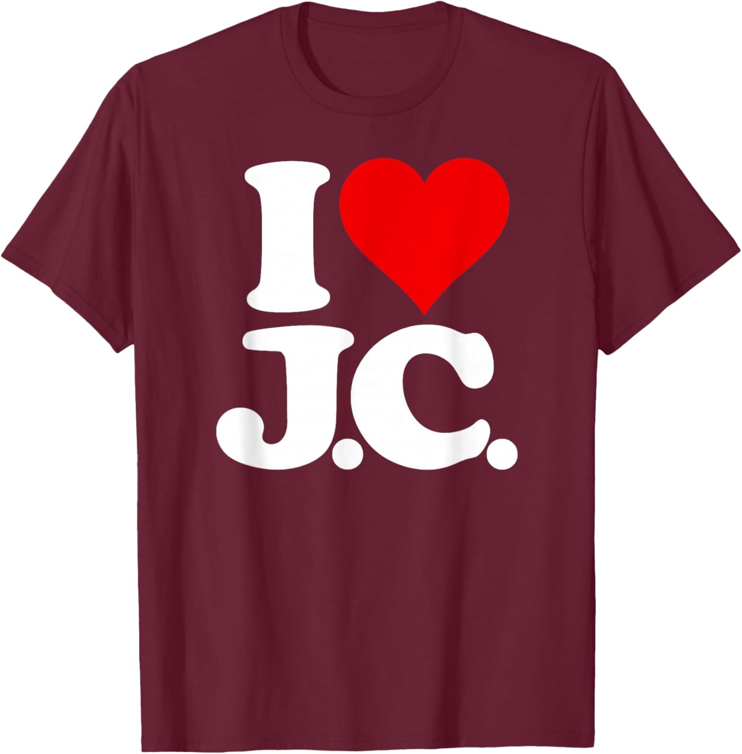 I Love Heart J.c. Jc J C Initials Name on a T-Shirt - T-Shirt | Maroon
