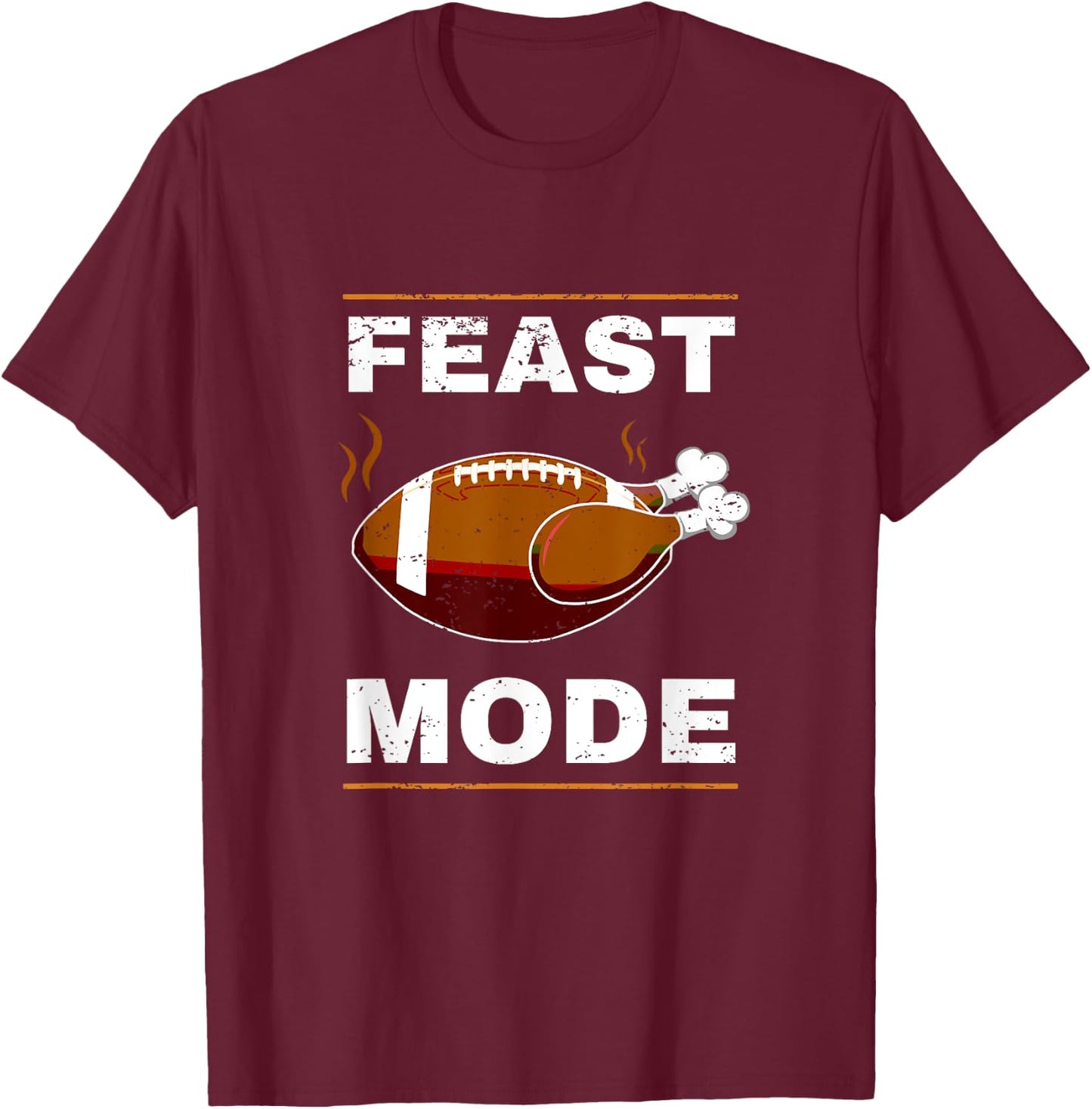Funny Thanksgiving Turkey Feast Mode American Football Gift T-Shirt - T-Shirt | Maroon