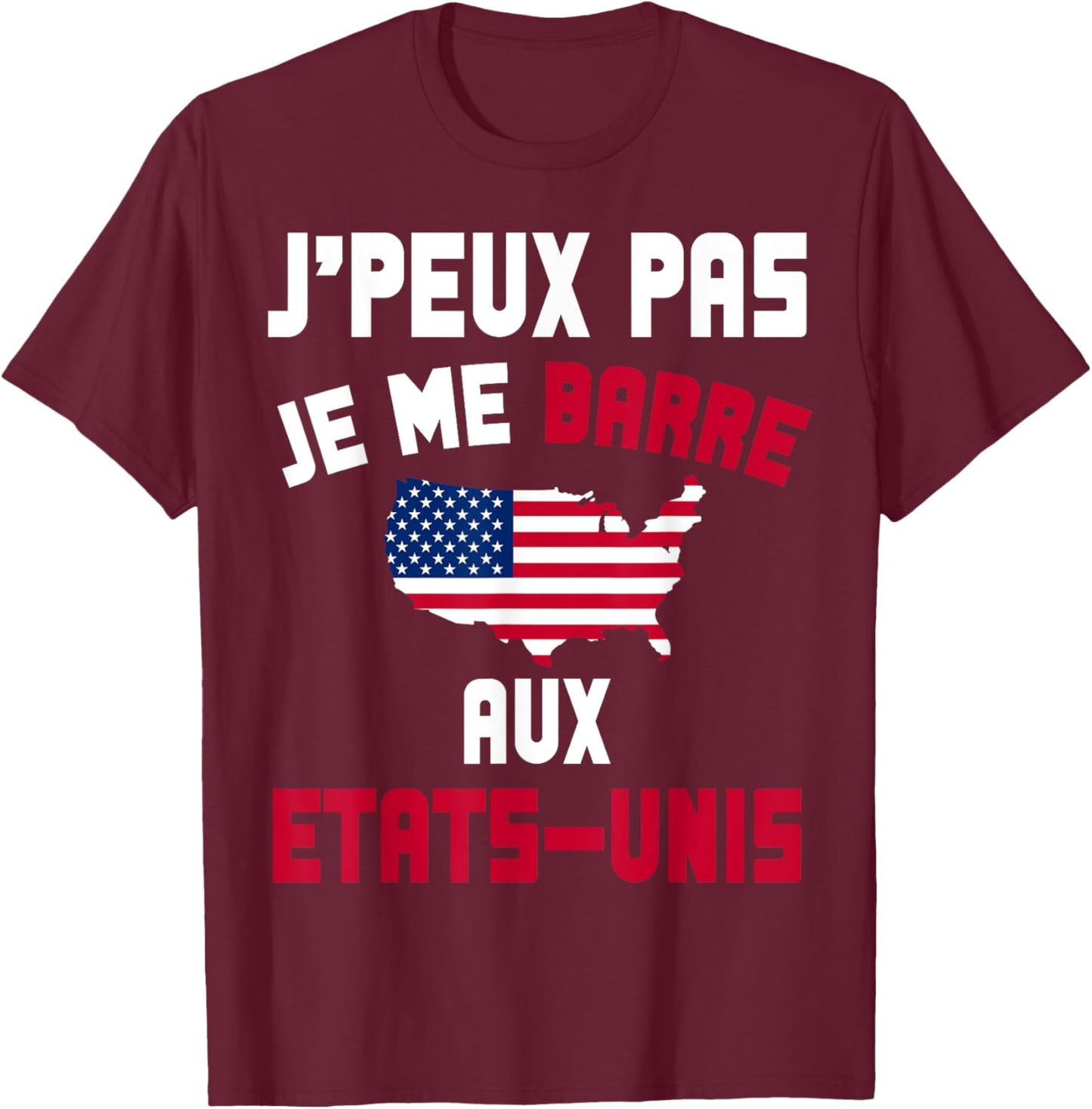 I Can't I Bar USA Gift Travel USA , Black, S T-Shirt - T-Shirt | Maroon