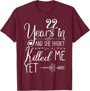22nd Wedding Anniversary Couple 22 Years of Marriage T-Shirt - T-Shirt | Maroon