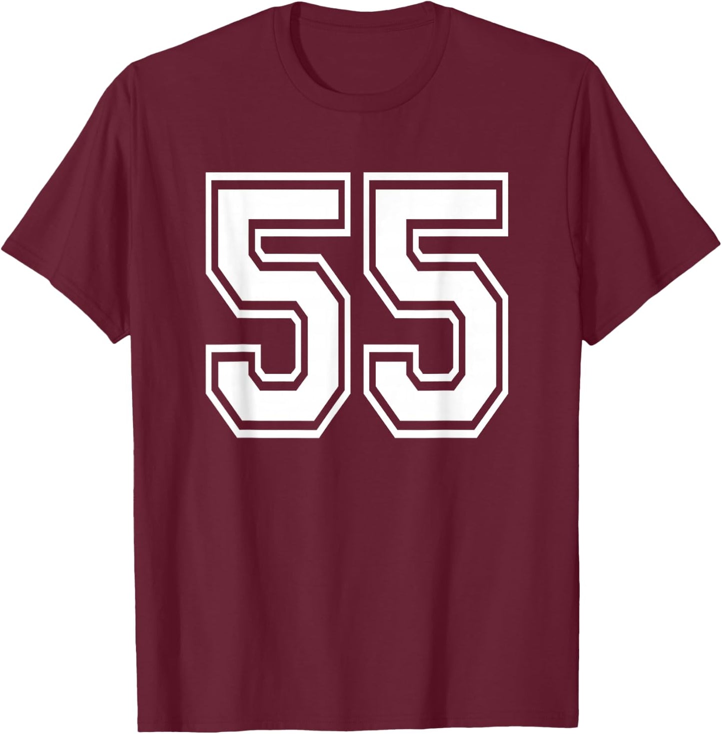Number 55 Birthday Varsity Sports Team Jersey T-Shirt - T-Shirt | Maroon