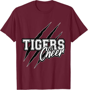Tigers Cheer Back To School Cheerleading Team Spirit T-Shirt - T-Shirt | Maroon