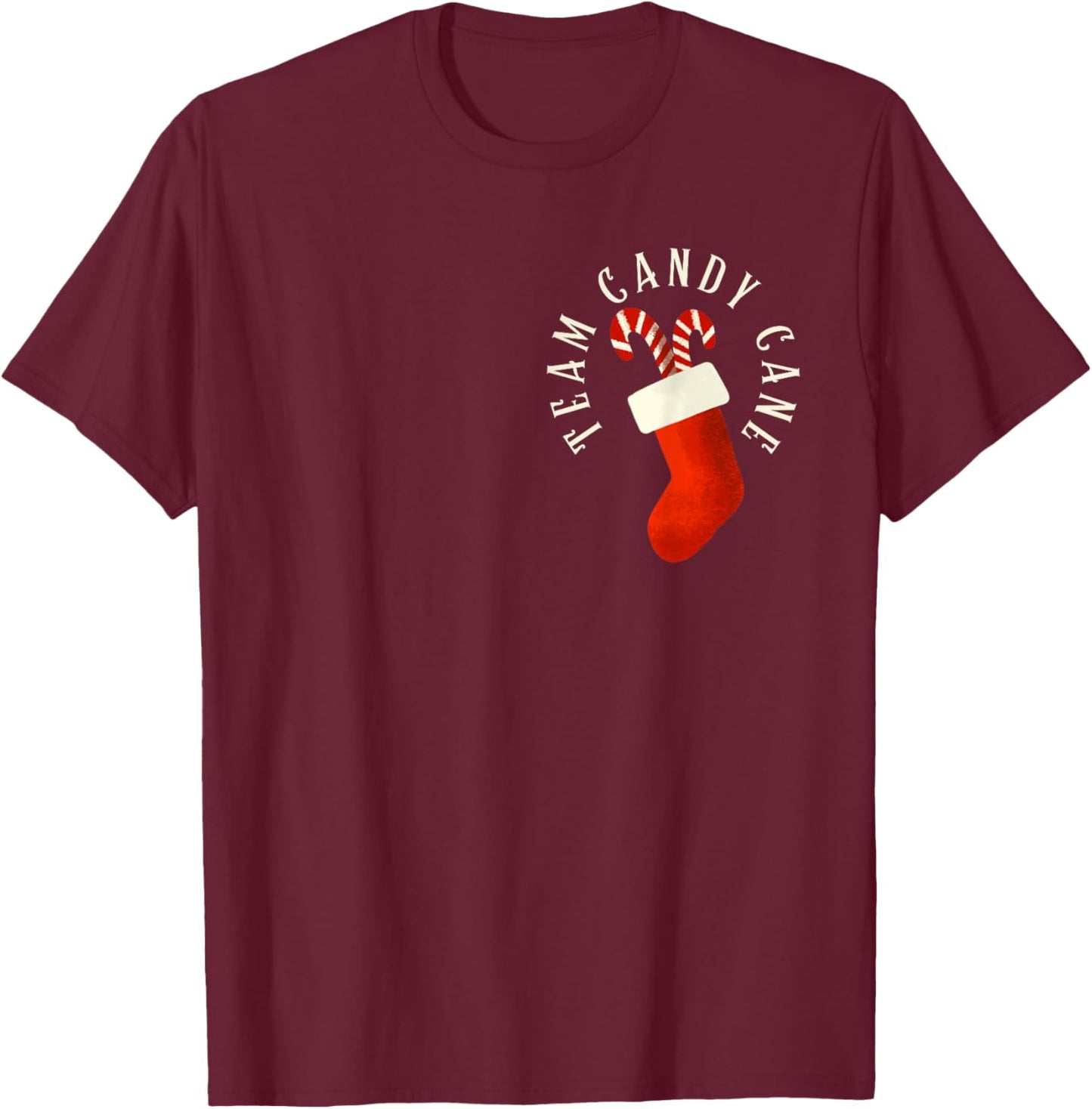 Team Candy Cane Xmas Matching Family Candy Cane Crew Pajamas T-Shirt - T-Shirt | Maroon