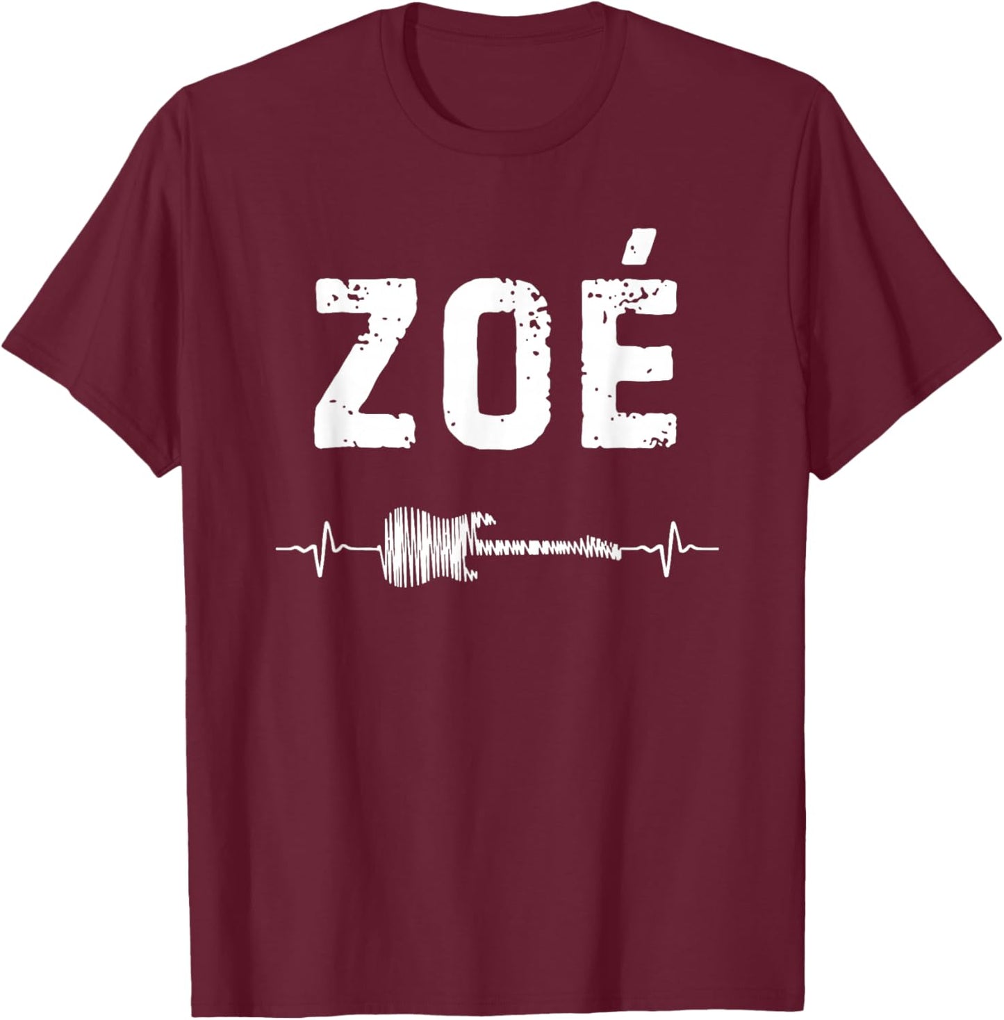 Zoé Guitar Heartbeat Music Guitarist Retro Vintage T-Shirt - T-Shirt | Maroon