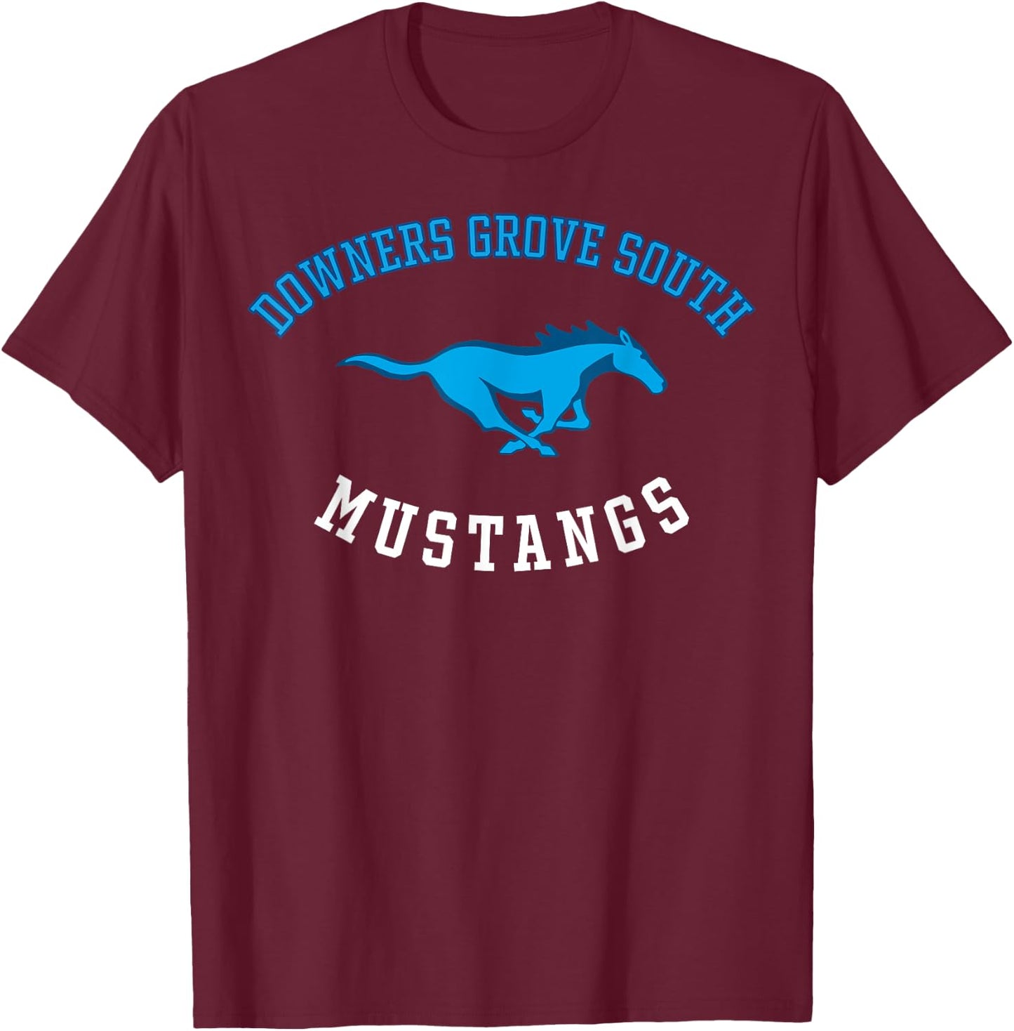 Downers Grove South High School Mustangs C8 T-Shirt - T-Shirt | Maroon