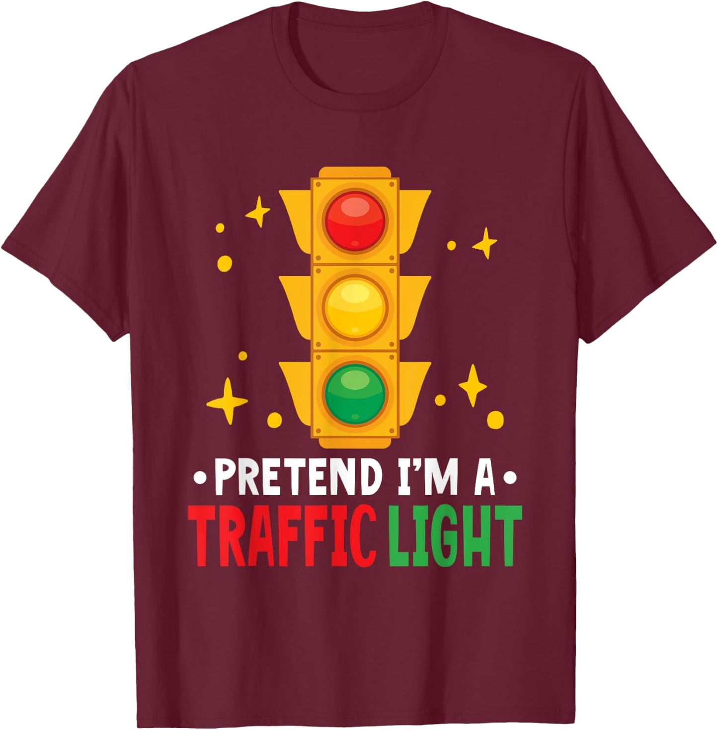 Traffic Light Lover Halloween Pretend I'm A Traffic Light T-Shirt - T-Shirt | Maroon