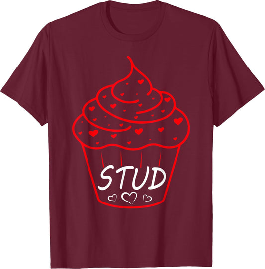 Love Heart Stud Muffin Cupcake Valentines Day T-Shirt - T-Shirt | Maroon